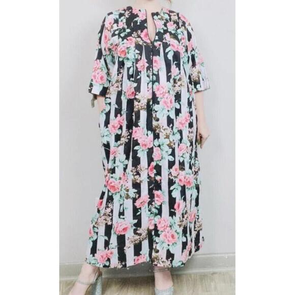Anthony Richards Women's MUMU Lounge Dress Stripes and Floral Large - Picture 1 of 6